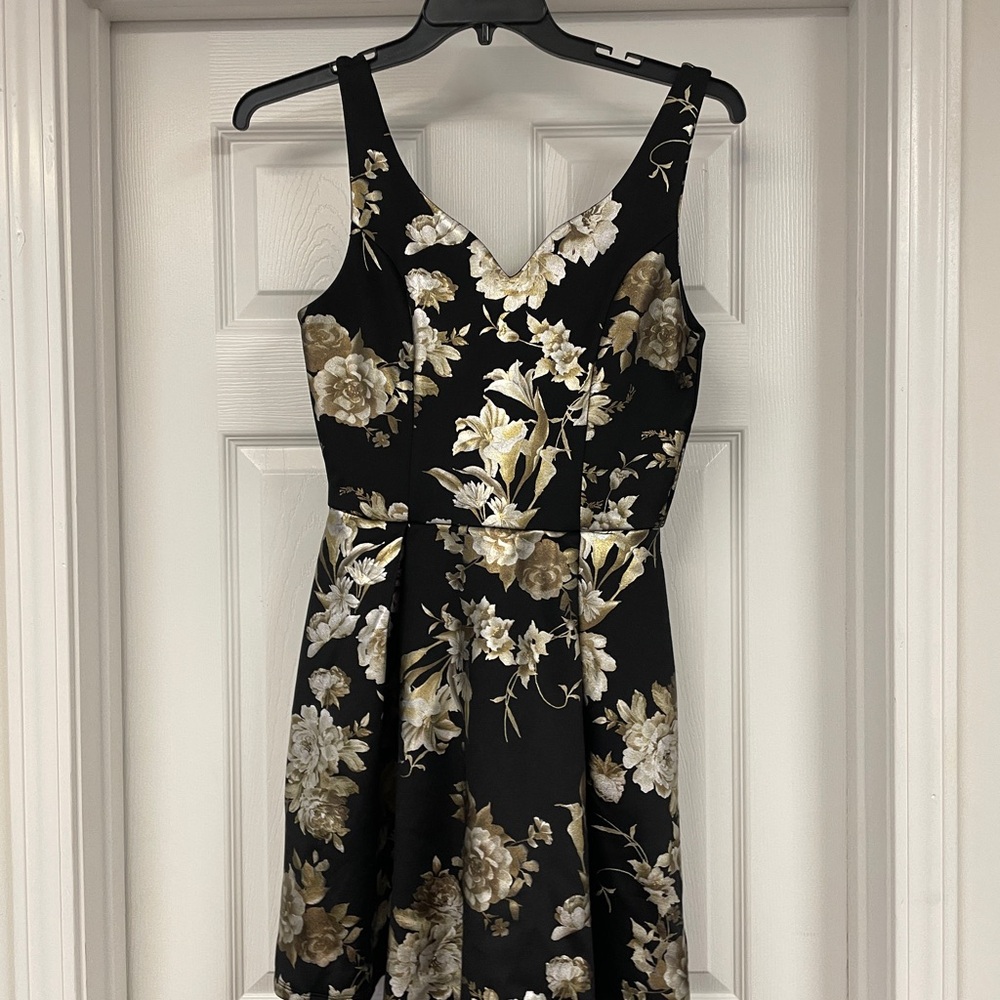 Floral Black and Gold Dress